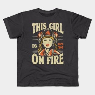 Fierce Firefighter Beauty Girl 94 Kids T-Shirt